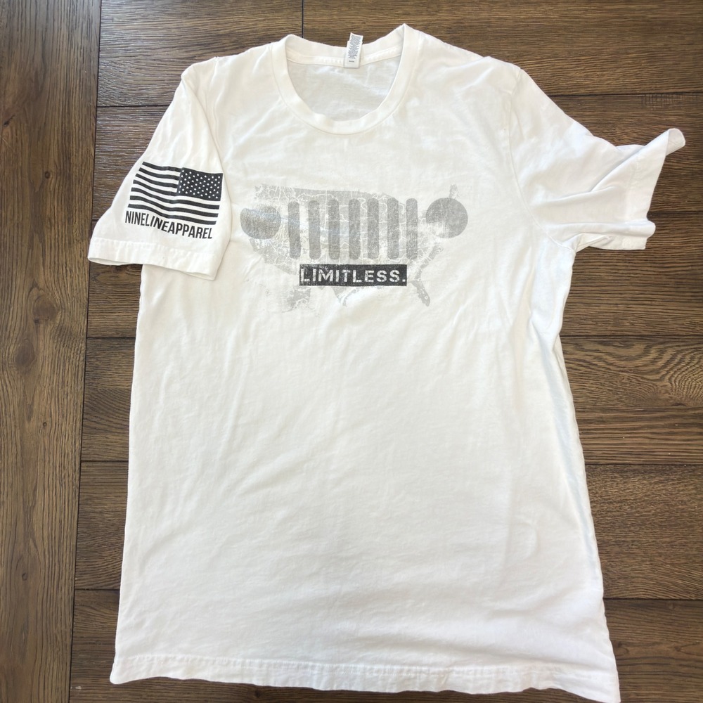 Nine Line Apparel Men White Limitless Jeep Grille Graphic T-Shirt Large USA Made